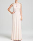 Js Collections Gown - Sleeveless Keyhole Embellished Waist