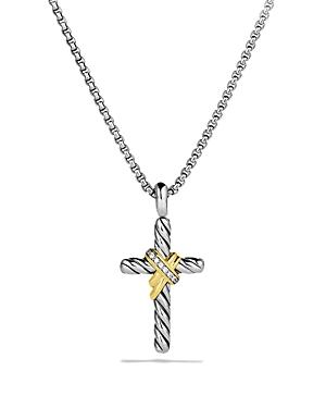 David Yurman Cable Collectibles X Cross Necklace With Diamonds And 14k Gold