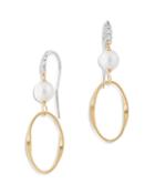 Marco Bicego 18k Yellow Gold Marrakech Onde Diamond And Cultured Freshwater Pearl Drop Earrings