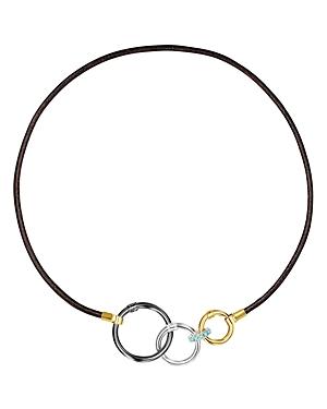 Tous 18k Yellow Gold-plated Sterling Silver & Leather Three-ring Choker Necklace, 17