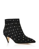 Kate Spade New York Women's Starr Pointed Toe Two-tone Studded Suede Kitten Heel Booties