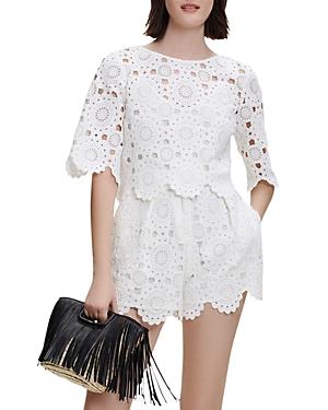 Maje Lochetine Guipure Cropped Top