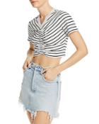 Alexanderwang.t Wash & Go Striped Ruched-front Top