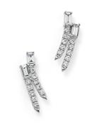 Diamond Round And Baguette Ear Climbers In 14k White Gold, .30 Ct. T.w. - 100% Exclusive