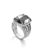 John Hardy Sterling Silver Bamboo Octagon Ring With Hematite