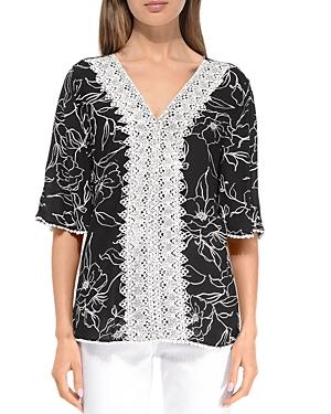 B Collection By Bobeau V Neck Lace Lined Woven Top