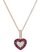Bloomingdale's Ruby & Champagne Diamond Heart Pendant Necklace In 14k Rose Gold, 18 - 100% Exclusive