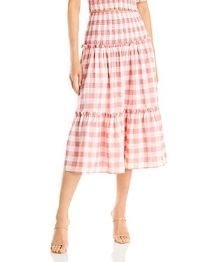 Aqua Gingham Print Midi Skirt - 100% Exclusive