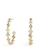 David Yurman Venetian Quatrefoil Hoop Earrings With Diamonds In Gold