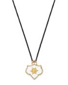 Armenta 18k Yellow Gold & Blackened Sterling Silver Crivelli Champagne Diamond Shield Pendant Necklace, 16
