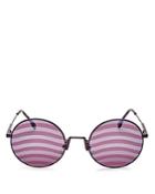 Fendi Mirrored Round Stripe Lens Sunglasses, 53mm