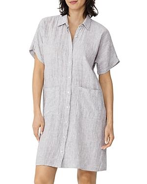 Eileen Fisher Short Sleeve Linen Button Front Shirt Dress