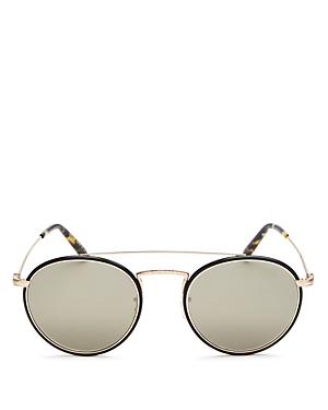 Oliver Peoples Ellice Mirrored Brow Bar Round Sunglasses, 50mm