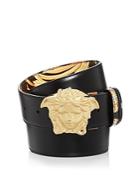Versace Men's Gold Heritage Medusa Buckle Reversible Leather Belt