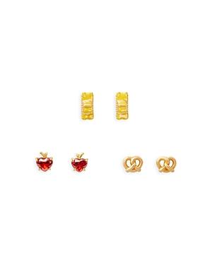 Kate Spade New York Dashing Beauty Taxi, Heart & Pretzel Stud Earrings, Set Of 3