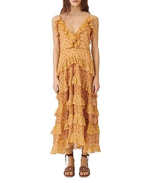 Maje Rissol Cotton Ruffled Maxi Dress