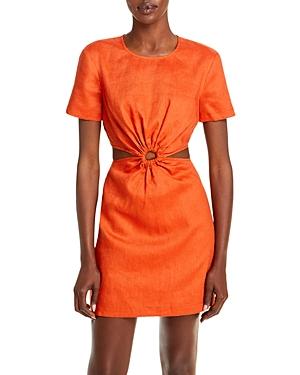 Staud Epona Linen Cutout Waist Mini Dress