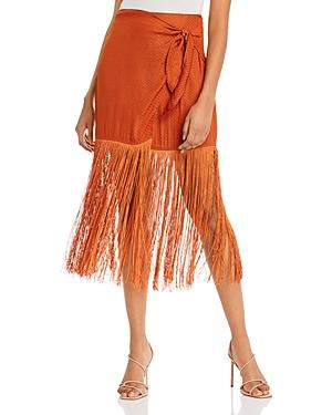 Fore Fringed Faux-wrap Midi Skirt