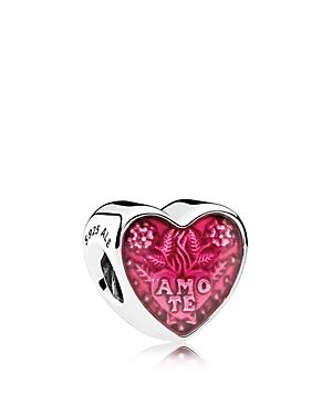 Pandora Charm - Sterling Silver & Enamel Te Amo Heart, Moments Collection