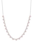 Crislu Fiore Half Tennis Necklace In Platinum-plated Sterling Silver Or 18k Rose Gold-plated Sterling Silver, 18
