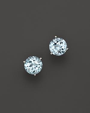 Aquamarine Round Earrings In 14k White Gold - 100% Exclusive