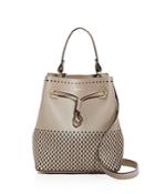 Furla Stacey Drawstring Perforated Small Leather Bucket Bag