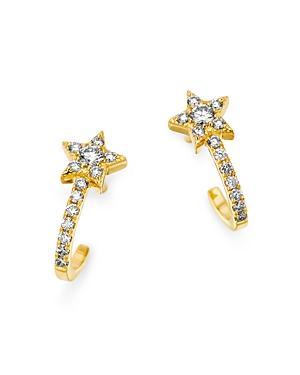 Bloomingdale's Diamond Star J Hoop Earrings In 14k Yellow Gold, 0.35 Ct. T.w. - 100% Exclusive