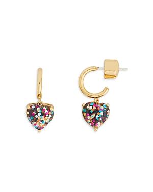 Kate Spade New York My Love Glitter Heart Charm Huggie Hoop Earrings