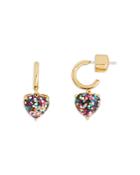 Kate Spade New York My Love Glitter Heart Charm Huggie Hoop Earrings