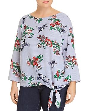 Status By Chenault Plus Tie-front Printed Top