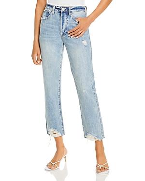 Pistola Charlie Cotton Ripped Straight Jeans In Light Blue