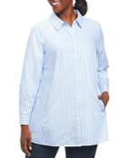 Foxcroft Plus Long-sleeve Stripe Tunic Blouse