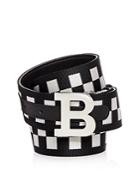 Bally Check & Leather Reversible Belt