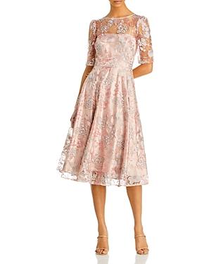 Eliza J Embroidered Lace Fit & Flare Midi Dress