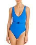 Solid & Striped The Michelle Belted Ribbed One Piece Swimsuit