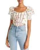 Alice And Olivia Audie Floral Print Cropped Corset Top