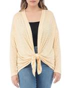 B Collection By Bobeau Curvy Cecile Striped Tie-front Cardigan