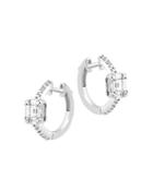 Bloomingdale's Diamond Baguette & Round Cut Huggie Hoop Earrings In 14k White Gold, 0.45 Ct. T.w. - 100% Exclusive