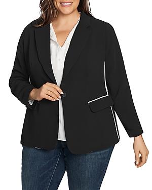 1.state Plus Crepe Contrast Piped Blazer