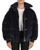 The Kooples Velvet Quilted Puffer Jacket