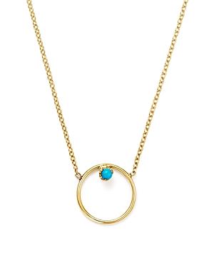Zoe Chicco 14k Yellow Gold Turquoise Circle Necklace, 15