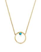 Zoe Chicco 14k Yellow Gold Turquoise Circle Necklace, 15