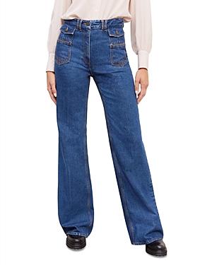 Gerard Darel Anna High Waist Flare Jeans In Blue