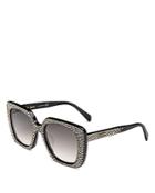 Celine Women's Square Shiny Crystal Strass & Studded Sunglasses, 55mm
