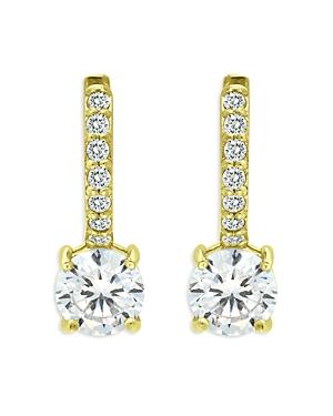 Aqua Cubic Zirconia Charm Hoop Earrings In 18k Gold Plated Sterling Silver - 100% Exclusive