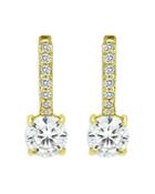 Aqua Cubic Zirconia Charm Hoop Earrings In 18k Gold Plated Sterling Silver - 100% Exclusive