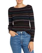 Milly Rainbow Striped Metallic Ribbed Top