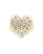 Suzanne Kalan 18k Yellow Gold Diamond Baguette Heart Cluster Ring