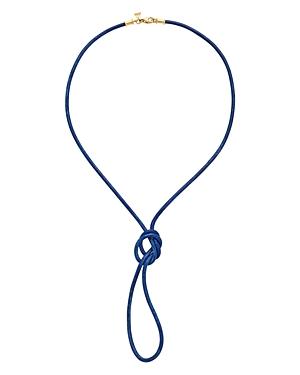 Temple St. Clair 18k Yellow Gold Classic Royal Blue Leather Cord Necklace, 32