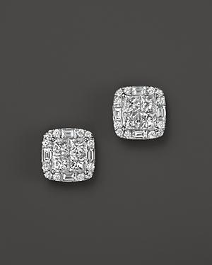 Diamond Princess Cut Stud Earrings In 14k White Gold, 1.50 Ct. T.w. - 100% Exclusive